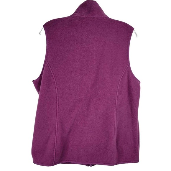 LL Bean Fleece Vest Full Zip Women’s Size Medium Ski Pockets Purple Polartec - Picture 3 of 9